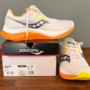 SAUCONY Endorphin Speed 4 Running Shoes White Orange Peel Size 11 Men's